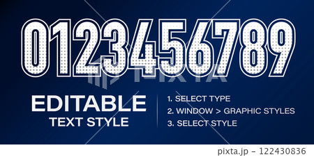 Editable text effect, graphic style template. Customizable tweaking contour style for sport collage team. Vector illustration. 122430836