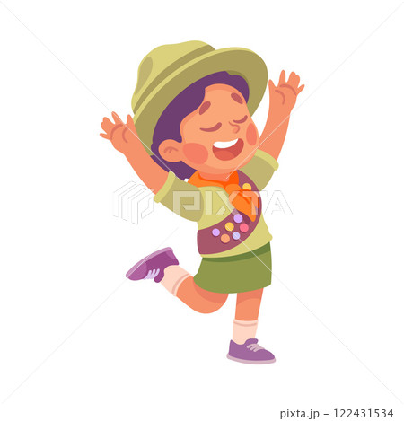 Boy Scout Character in Khaki Costume Vector Illustration Boy Scout Character in Khaki Costume Vector Illustration 122431534