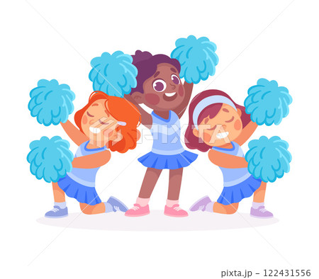 Kids Team with Girl Cheerleader Character as Unity Vector Illustration Kids Team with Girl Cheerleader Character as Unity Vector Illustration 122431556