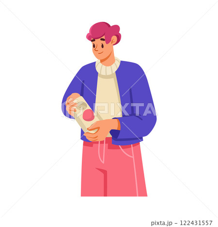 Man Team Member Character Hold Socket Vector Illustration Man Team Member Character Hold Socket Vector Illustration 122431557