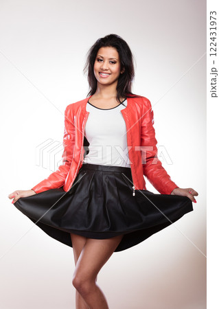 Beauty woman in red jacket 122431973