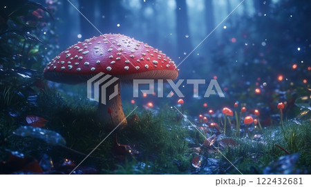 Enchanting Fly Agaric Mushroom in Mystical Forest 122432681