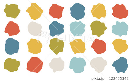 Set of liquid organic shapes, irregular form in vibrant colors. Colorful simple freeform, asymmetric blob. Random deformed abstract figures. Set of liquid organic shapes, irregular form in vibrant colors. Colorful simple freeform, asymmetric blob. Random deformed abstract figures. 122435342