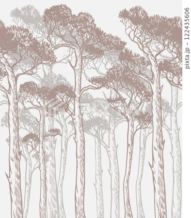 Mural with monocrome pines. Vector. Mural with monocrome pines. Vector. 122435606