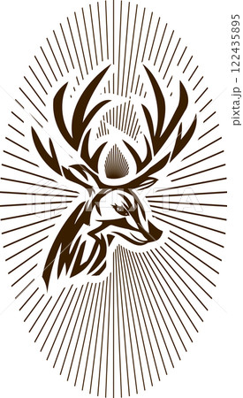 輝く鹿のトライバルマーク 122435895