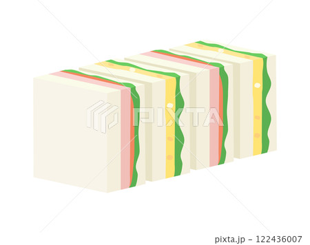 四角形のサンドイッチのイラスト 122436007