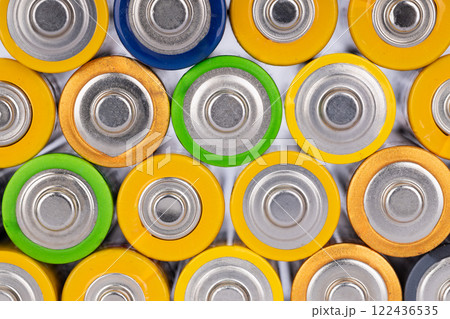 Top View of Colorful Battery Stack 122436535