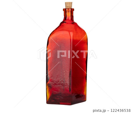 Red Glass Bottle with Cork Stopper Red Glass Bottle with Cork Stopper 122436538