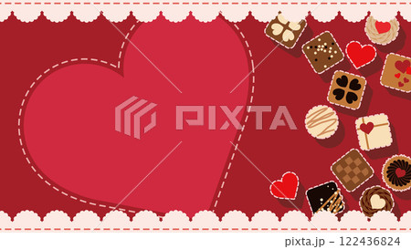 ハートとチョコレートのバレンタインイメージの背景 122436824