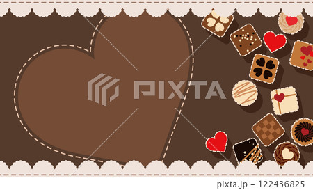 ハートとチョコレートのバレンタインイメージの背景 122436825