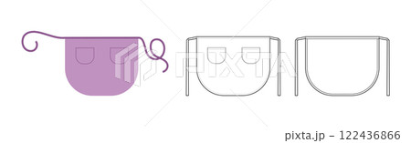 Set of Maid Aprons Scalloped technical fashion illustration. uniform for cleaning violet cartoon Flat sketch outline  122436866