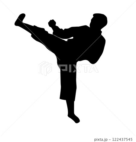 icon of man doing taekwondo kick vector icon of man doing taekwondo kick vector 122437545