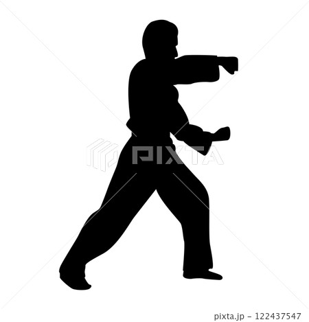 icon of man doing taekwondo kick vector 122437547