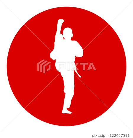 icon of man doing taekwondo kick vector icon of man doing taekwondo kick vector 122437551