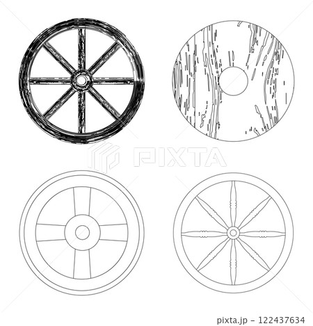 vintage wooden wheel vector icon 122437634