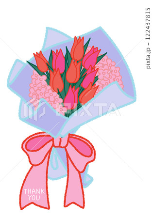 ありがとうのメッセージ付きチューリップの花束 122437815