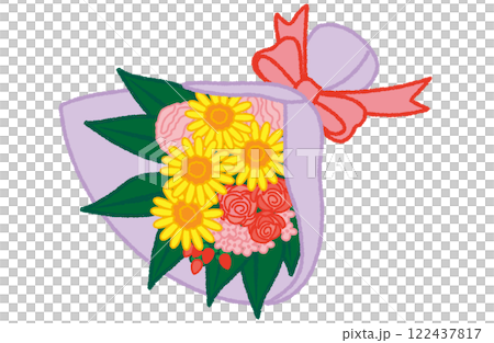 夏の花束の手描きイラストのカード 122437817