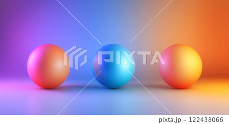 Vibrant Colorful Spheres on a Gradient Background with Soft Lighting Vibrant Colorful Spheres on a Gradient Background with Soft Lighting 122438066
