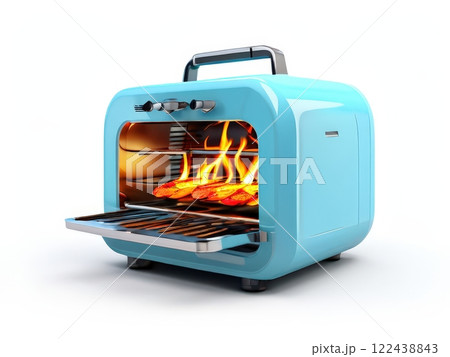 the AI Image Generator, Modern Toaster Oven Baking Pizza Slices 122438843