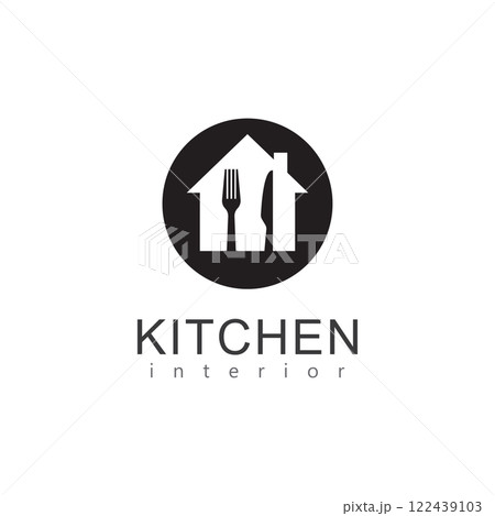 house with spoon and fork logo 122439103