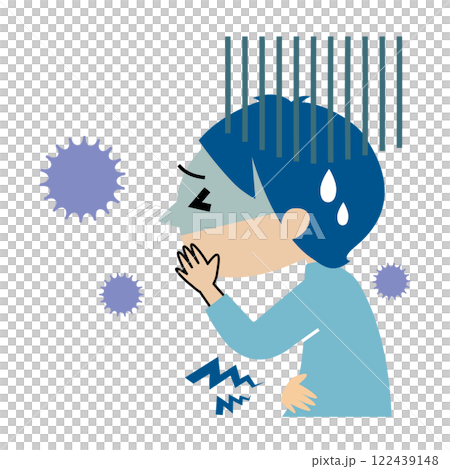 Norovirus, nausea, stomachache, illustration of a person Norovirus, nausea, stomachache, illustration of a person 122439148