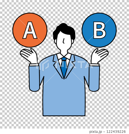 AとBの選択肢と男性 122439226