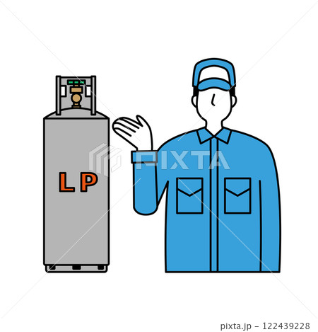 プロパンガスと男性作業員 プロパンガスと男性作業員 122439228
