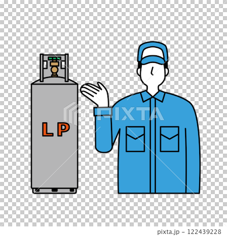 プロパンガスと男性作業員 プロパンガスと男性作業員 122439228