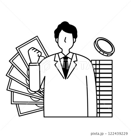 お金を貯める男性 122439229