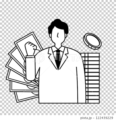 お金を貯める男性 122439229