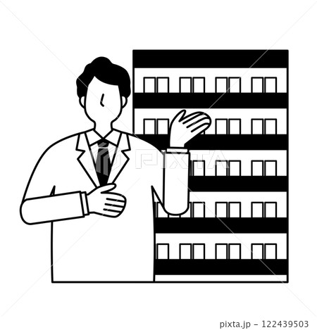マンションと男性 122439503