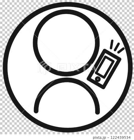 スマートフォンを使用するシンプルな人物のピクトグラム ブラック スマートフォンを使用するシンプルな人物のピクトグラム ブラック 122439534