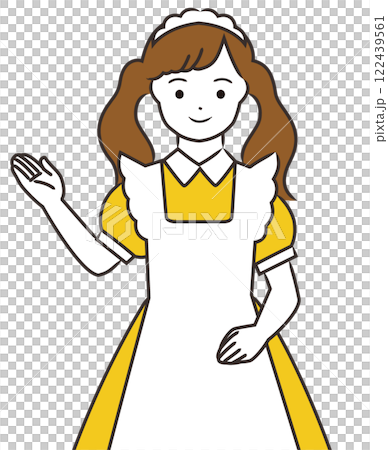 イラスト素材: イラスト素材:手を上げ案内するメイド風店員さん 122439561