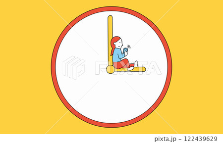 3時 スマートフォンを使って時間を効率的に使う女性のイメージイラスト 3時 スマートフォンを使って時間を効率的に使う女性のイメージイラスト 122439629