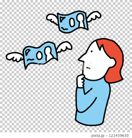 Illustration of a woman thinking about expenses, costs, and money Illustration of a woman thinking about expenses, costs, and money 122439630