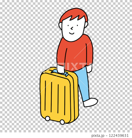 スーツケースを持って一人暮らしへ　独立する人のイメージイラスト 122439631