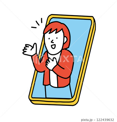 スマートフォンで会話する女性のイメージイラスト スマートフォンで会話する女性のイメージイラスト 122439632