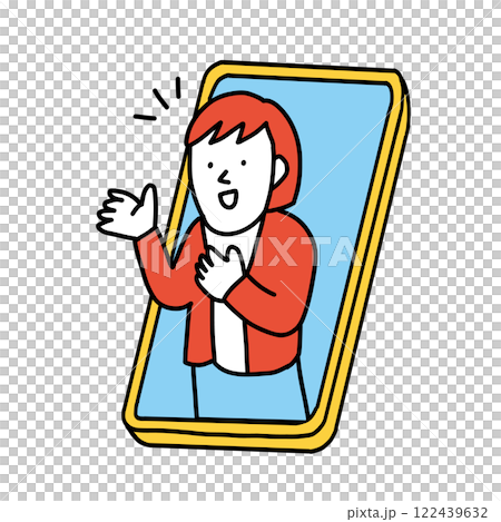 Illustration of a woman talking on a smartphone 122439632