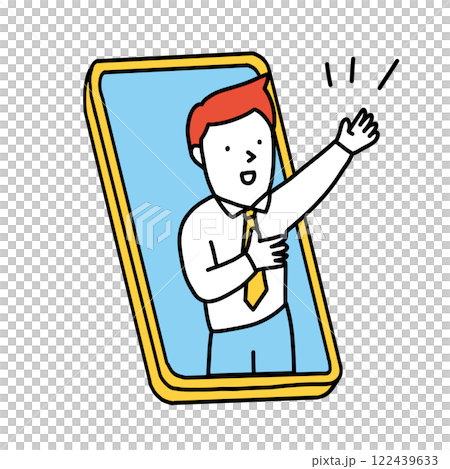 スマートフォンで会話する男性のイメージイラスト 122439633