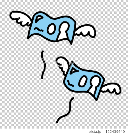 金錢長出翅膀飛走的插圖圖示費用和浪費的圖像插圖 122439640