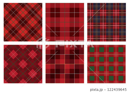 縦横両方向にシームレスなタータンチェックのセット 122439645