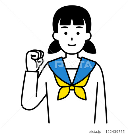 ガッツポーズをする女子学生 ガッツポーズをする女子学生 122439755