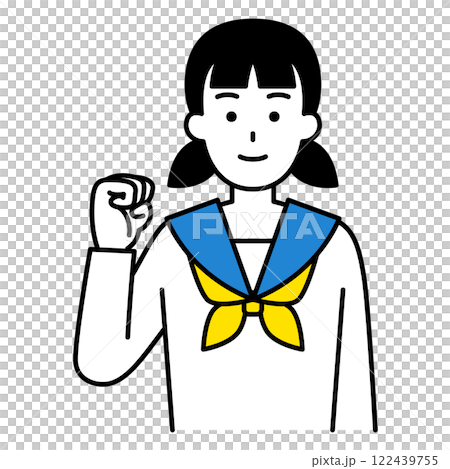ガッツポーズをする女子学生 ガッツポーズをする女子学生 122439755