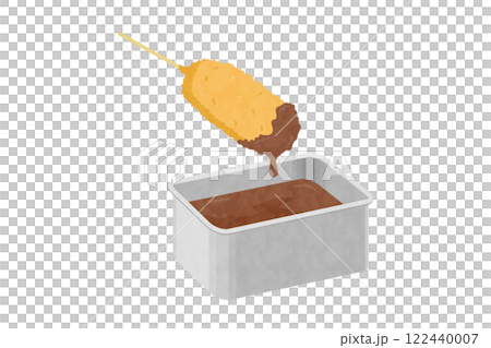 ソースに漬けた串カツのベクターイラスト ソースに漬けた串カツのベクターイラスト 122440007