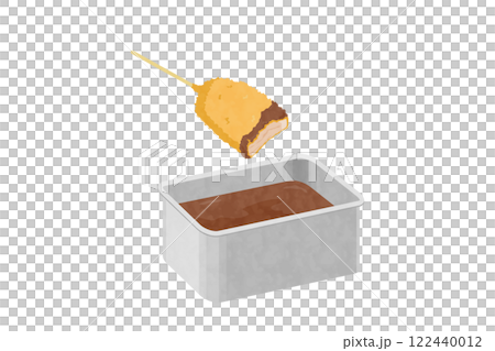 串カツのソース二度漬け禁止のベクターイラスト 122440012