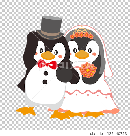 企鵝夫婦婚禮插畫黑色禮帽 企鵝夫婦婚禮插畫黑色禮帽 122440738