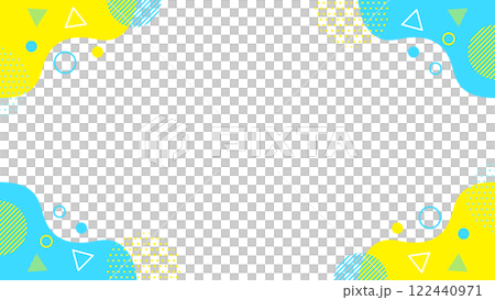 Geometric pattern 03 Flyer, web and video background material 16:9 size Light blue, blue, cyan, yellow 122440971
