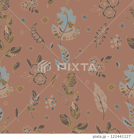 Elegant floral vines on terracotta 122441127