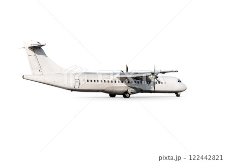 Passenger turboprop aircraft isolated on white background 122442821