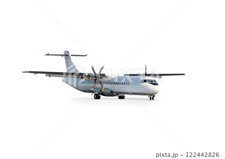 Passenger turboprop airliner isolated on white background Passenger turboprop airliner isolated on white background 122442826